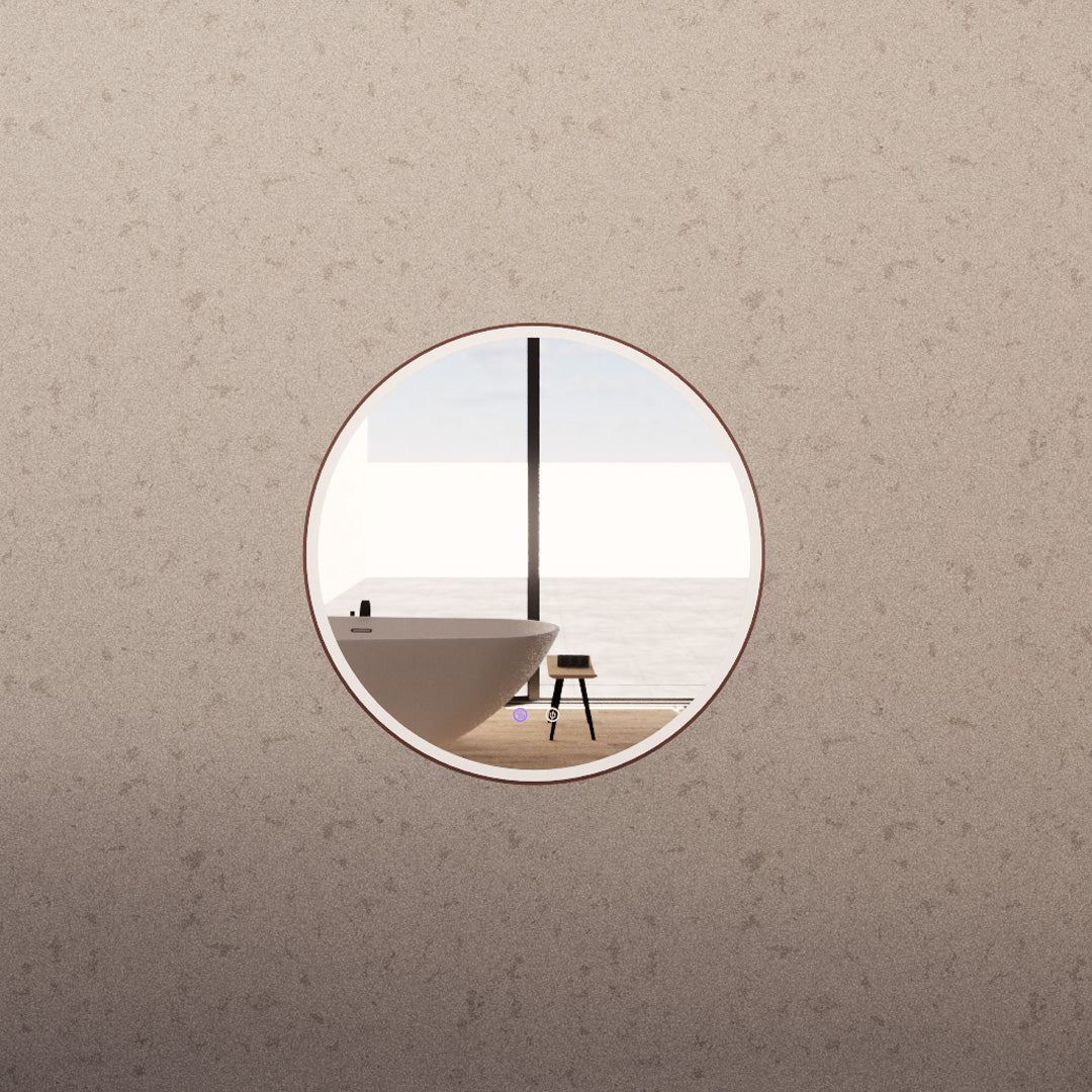 Round Framed LED Mirrors Brushed Copper 600x600mm