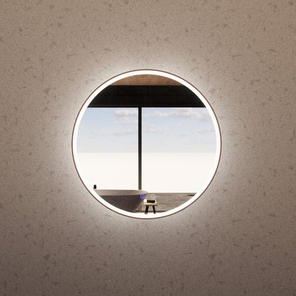 Round Framed LED Mirrors Brushed Copper 800x800mm