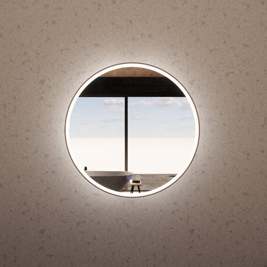 Round Framed LED Mirrors Brushed Copper 800x800mm
