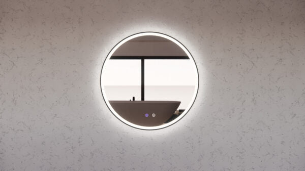 600mm Black Framed LED Mirror - 600 x 600 x 45