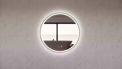 600mm Black Framed LED Mirror - 600 x 600 x 45