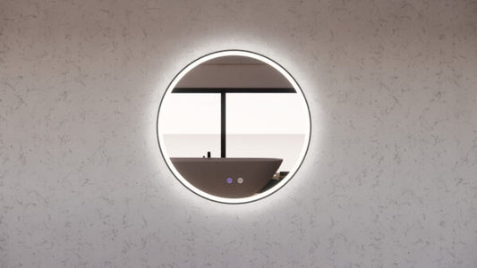 600mm Black Framed LED Mirror - 600 x 600 x 45