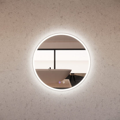 600mm Brushed Nickel Framed LED Mirror - 600 x 600 x 45