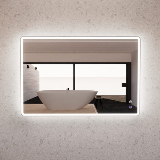 1200mm Brushed Nickel Framed LED Mirror - 1200 x 800 x 45