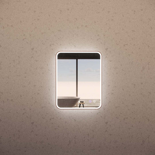 Rectangle Framed LED Mirrors Brushed Copper 750x600mm