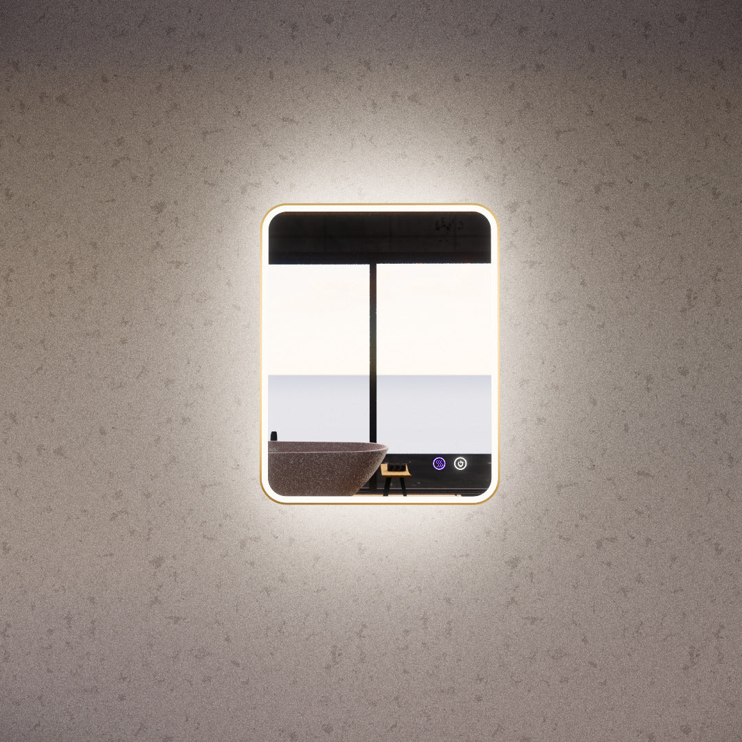 750mm Gold Framed LED Mirror - 750*600*45