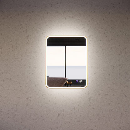750mm Gold Framed LED Mirror - 750*600*45