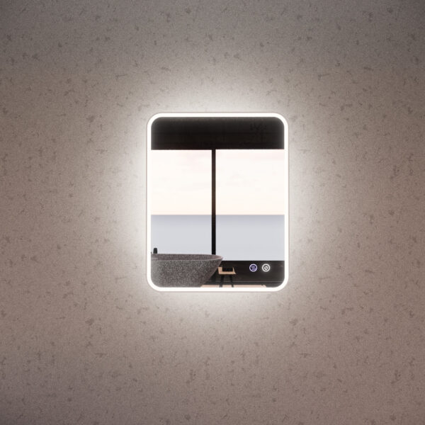 750mm Brushed Nickel Framed LED Mirror - 750*600*45