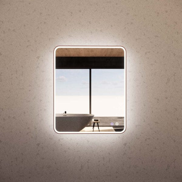 Rectangle Framed LED Mirrors Brushed Copper 900x750mm