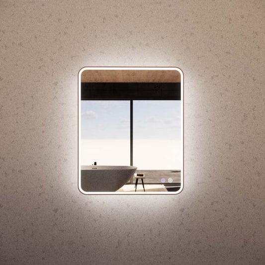 Rectangle Framed LED Mirrors Brushed Copper 900x750mm