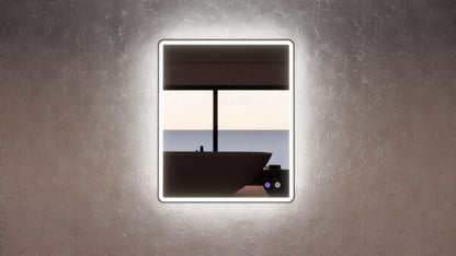900mm Black Framed LED Mirror - 900 x 750 x 45