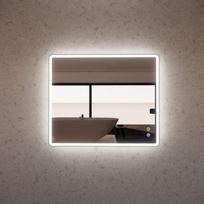 900mm Brushed Nickel Framed LED Mirror - 900 x 750 x 45