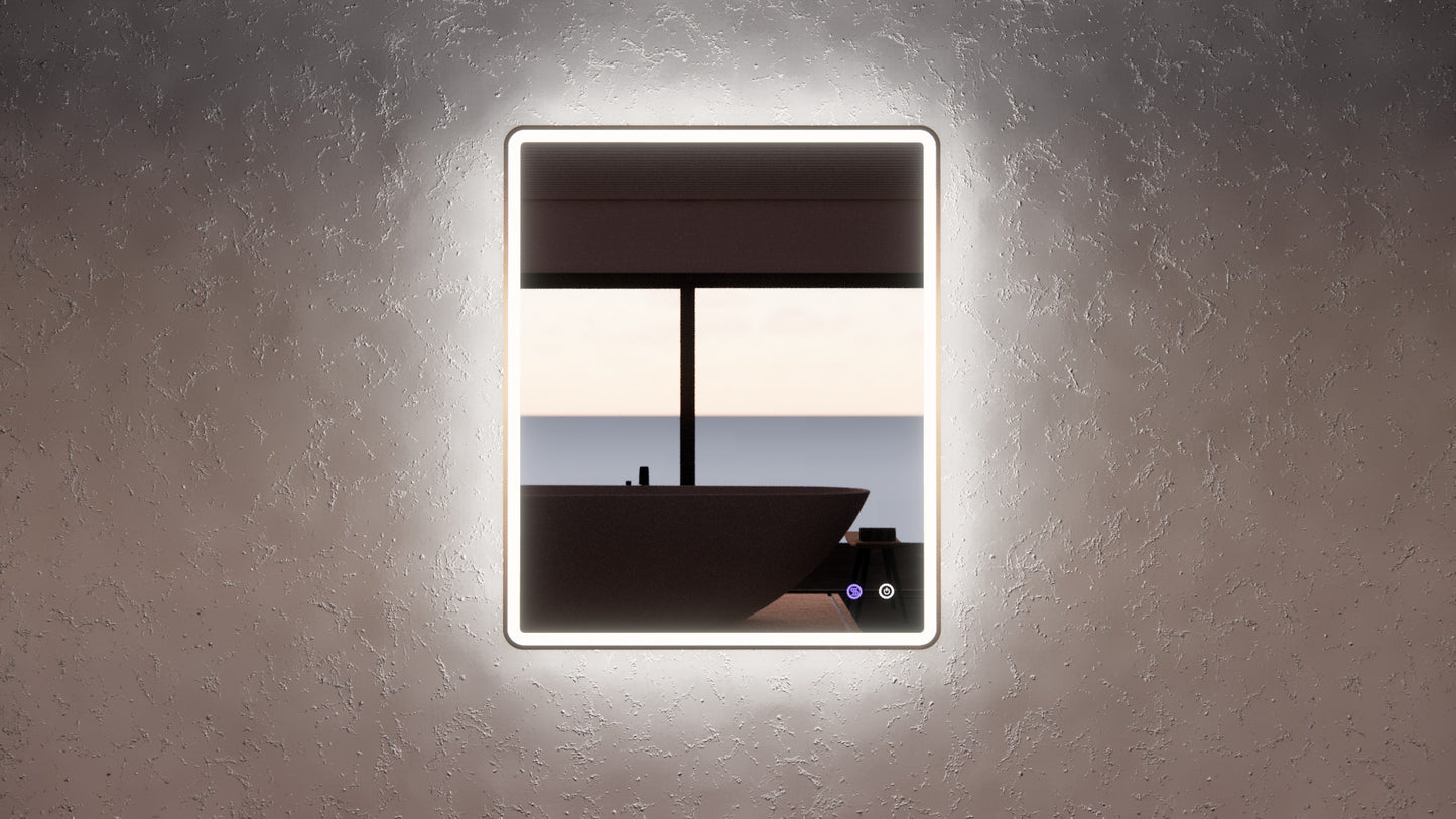 900mm Gold Framed LED Mirror - 900 x 750 x 45