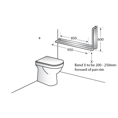 WC Grab Rail Anti Lig LH SS - 90 deg