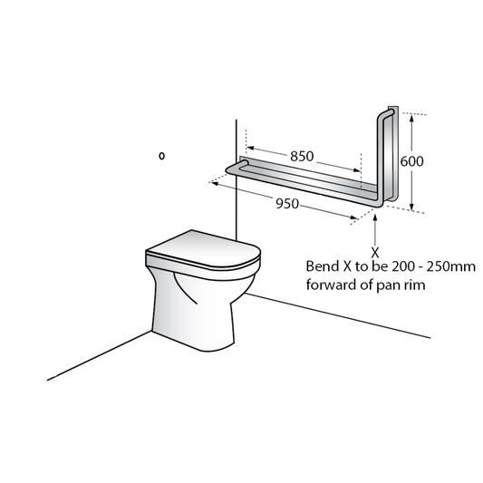 WC Grab Rail Anti Lig LH SS - 90 deg