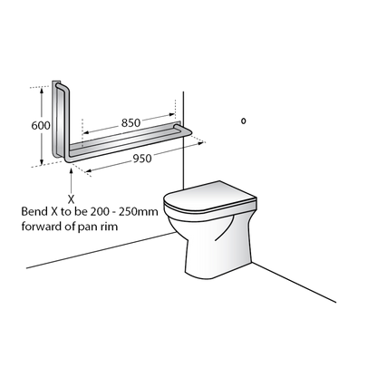 WC Grab Rail Anti Lig RH SS - 90 deg