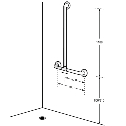 Universal Sliding Shower Bar - Universal Mounting for Left Handed or Right Handed Installation SS