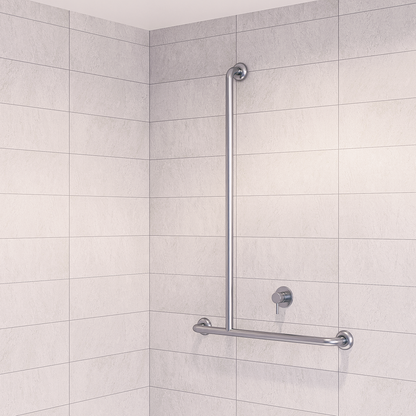 Accessible Shower Inverted “T” Left Hand Grab Rail, Concealed Fix SS