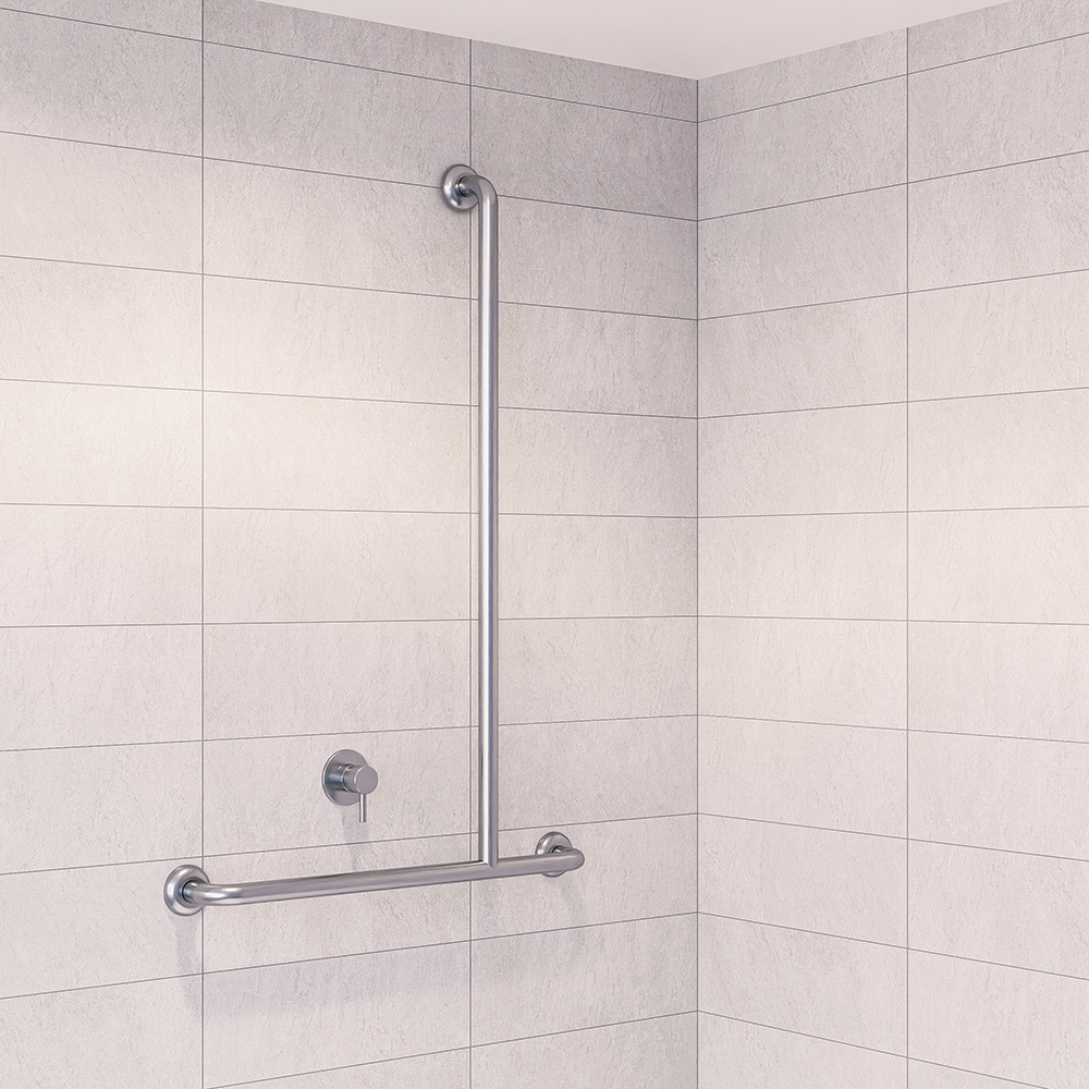 Accessible Shower Inverted “T” Right Hand Grab Rail, Concealed Fix SS