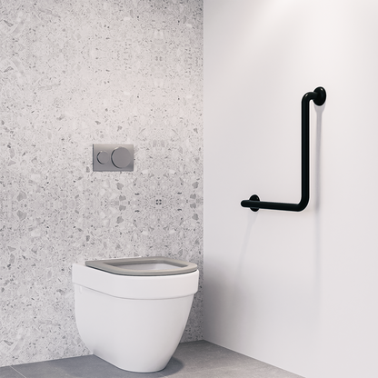 Ambulant 450mm x 450mm Left Hand or Right Hand 90° Grab Rail, Concealed Fix - Designer Black