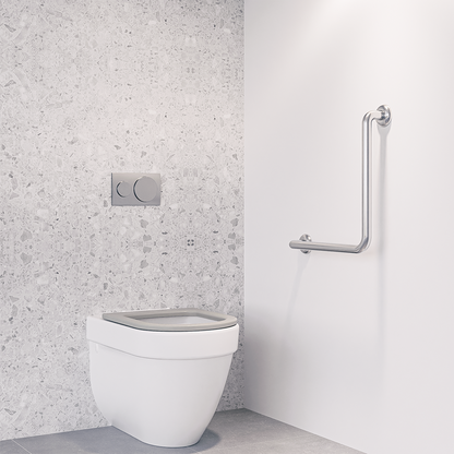 Ambulant 450mm x 450mm Left Hand or Right Hand 90° Grab Rail, Concealed Fix SS