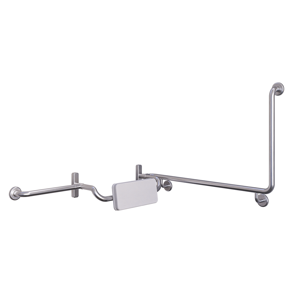 Accessible 90°Grab Rail and Back Rest Set with Padded Back Rest, Left Hand SS