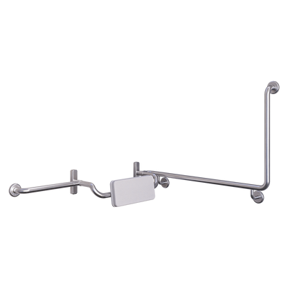 Accessible 90°Grab Rail and Back Rest Set with Padded Back Rest, Left Hand SS