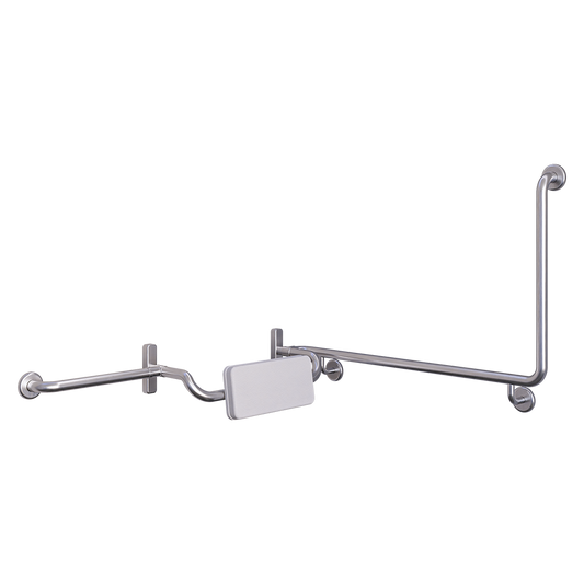 Accessible 90°Grab Rail and Back Rest Set with Padded Back Rest, Left Hand SS