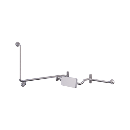Accessible 90° Grab Rail and Back Rest Set with Padded Back Rest, Right Hand SS