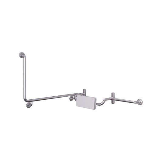 Accessible 90° Grab Rail and Back Rest Set with Padded Back Rest, Right Hand SS