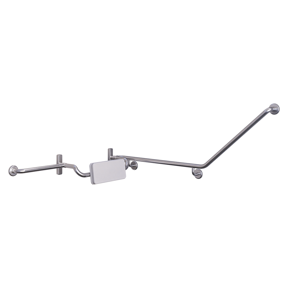 Accessible 40°Grab Rail and Back Rest Set with Padded Back Rest, Left Hand SS