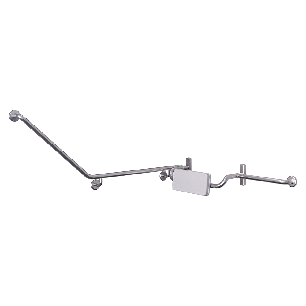 Accessible 40°Grab Rail and Back Rest Set with Padded Back Rest, Right Hand SS