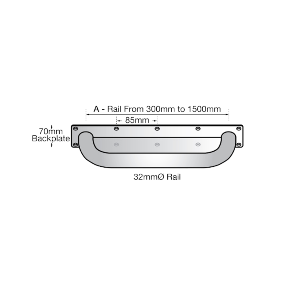 Grab Rail Anti Ligature 300mm SS