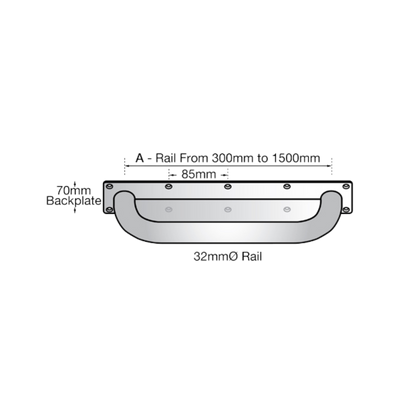 Grab Rail Anti Ligature 300mm SS
