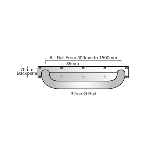 Grab Rail Anti Ligature 300mm SS