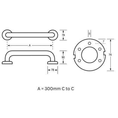 Grab Rail (C) 300x32 - Designer Black