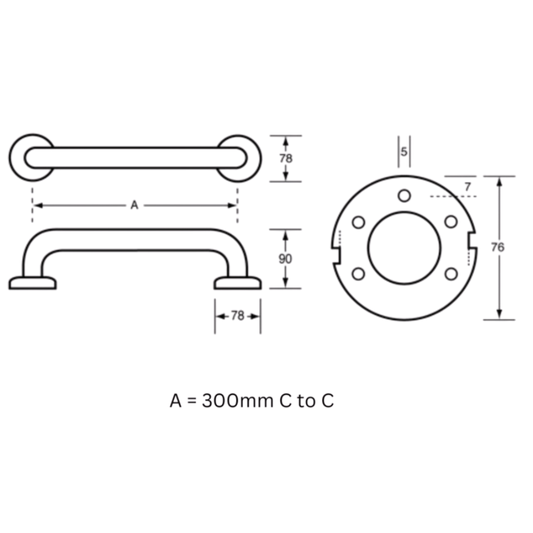Grab Rail (C) 300x32 - Designer Black