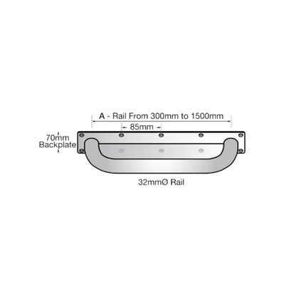 Grab Rail Anti Ligature 450mm SS