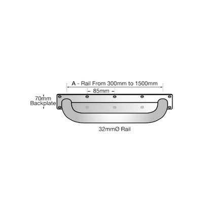 Grab Rail Anti Ligature 600mm SS