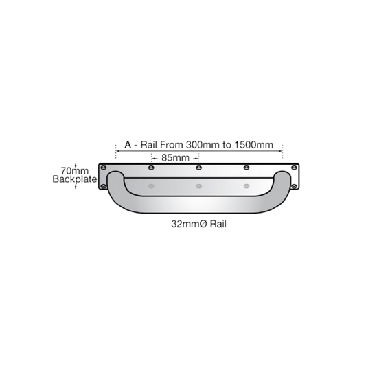 Grab Rail Anti Ligature 600mm SS