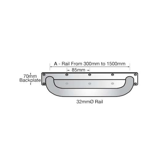 Grab Rail Anti Ligature 750mm SS