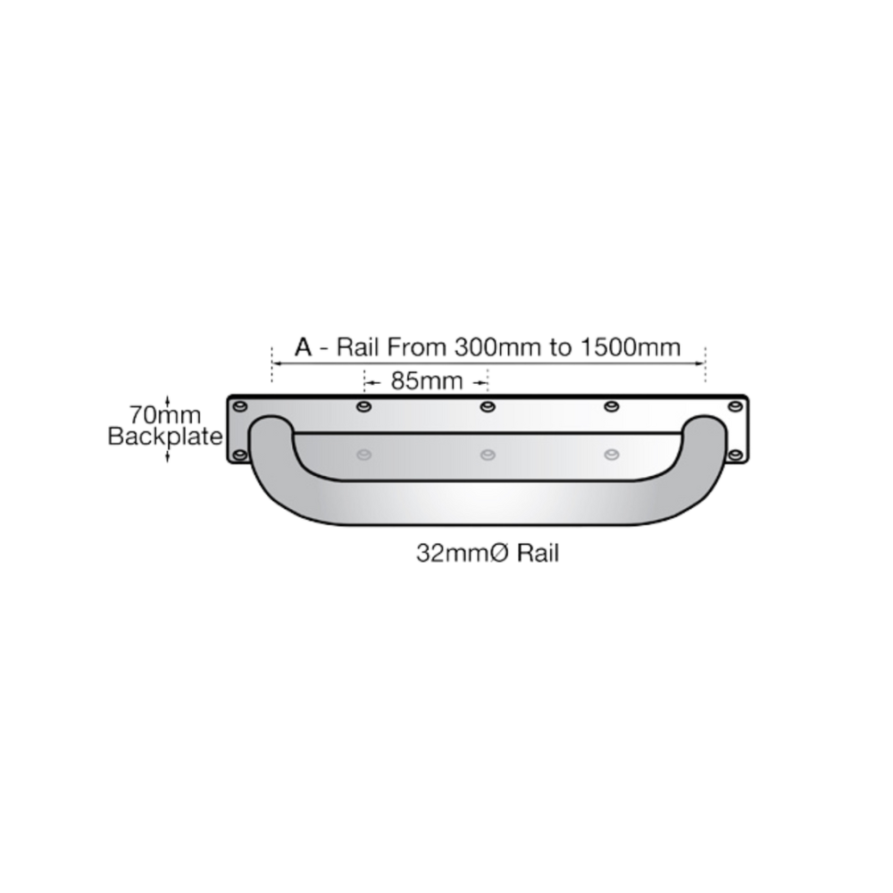 Grab Rail Anti Ligature 900mm SS