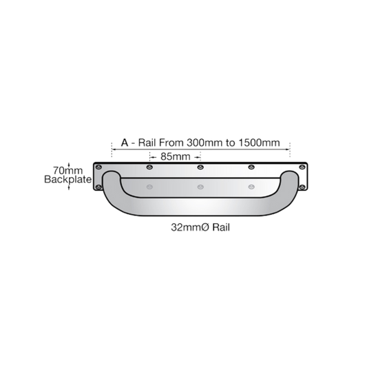 Grab Rail Anti Ligature 900mm SS
