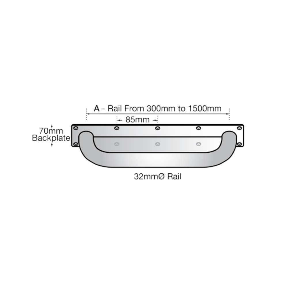 Grab Rail Anti Ligature 1500mm SS