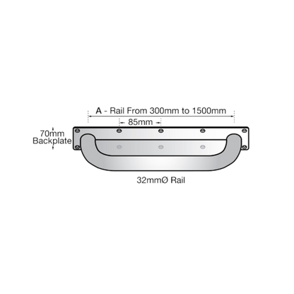 Grab Rail Anti Ligature 1500mm SS