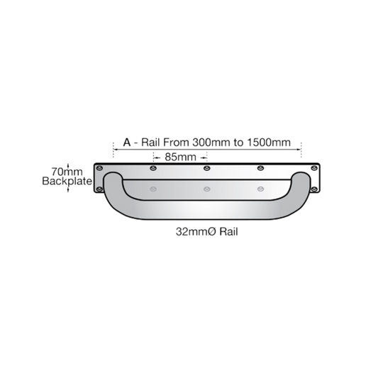 Grab Rail Anti Ligature 1500mm SS
