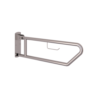 Click- Lock Drop Down Grab Rail with Toilet Roll Holder, Satin Stainless Steel