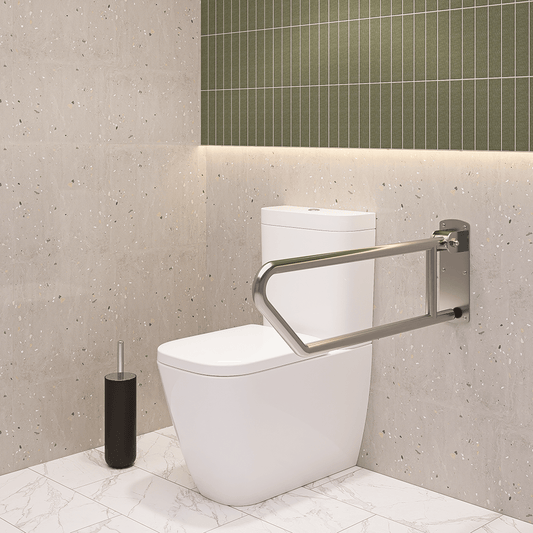 Drop Down Grab Rail Click Lock, Satin Stainless Steel