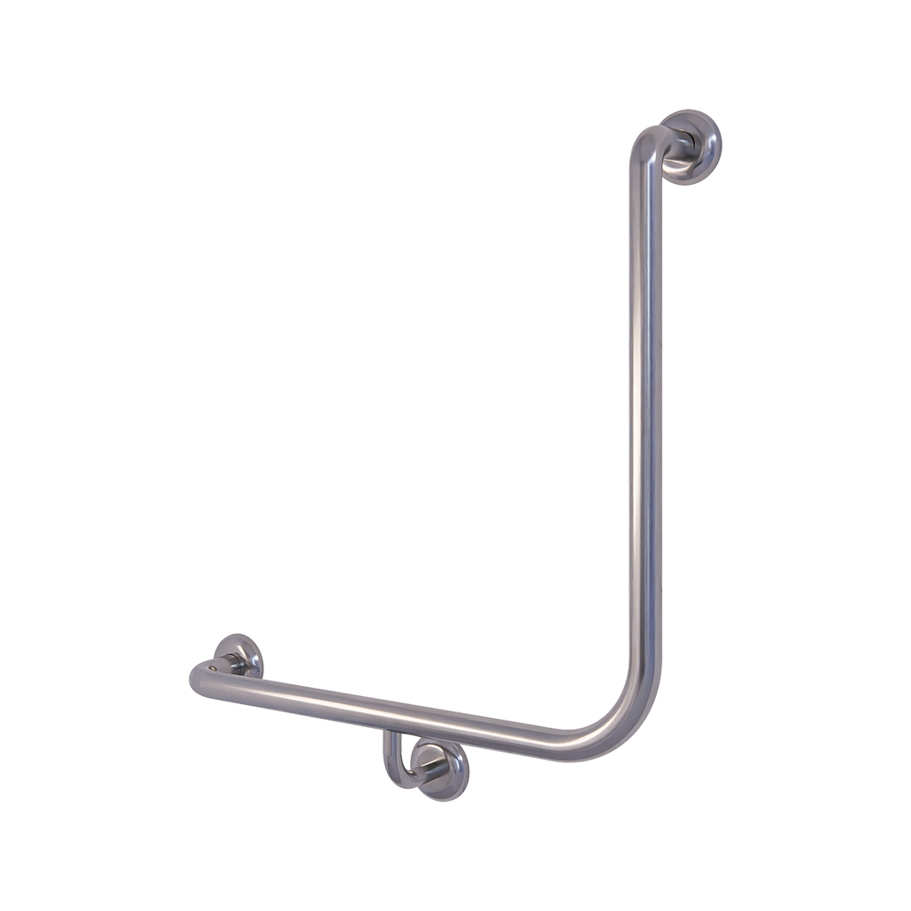 90° Bariatric Left Hand Grab Rail - 450mm x 450mm, Satin Stainless Steel