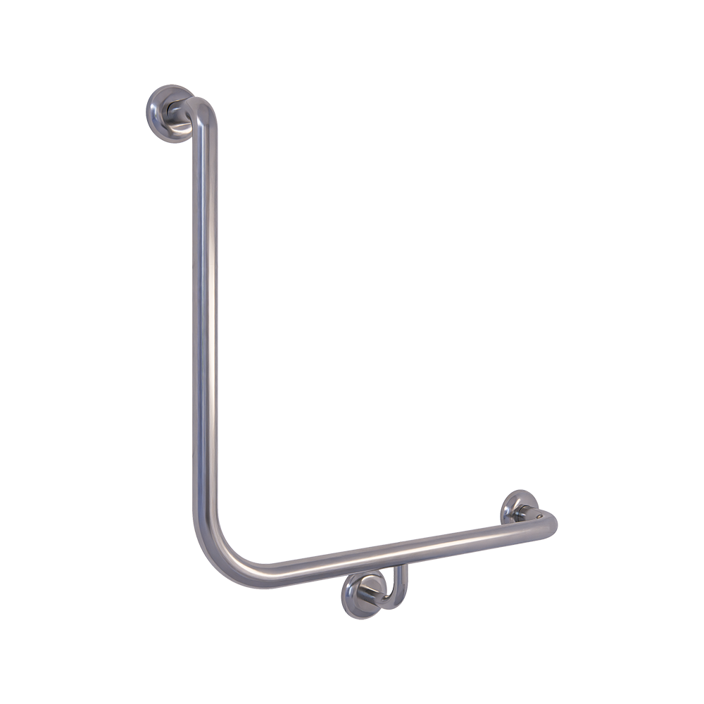 90° Bariatric Right Hand Grab Rail - 450mm x 450mm, Satin Stainless Steel